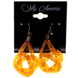 AB Finish Dangle-Earrings Bead Accents Orange & Silver-Tone #LQE3922