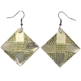 Green & Silver-Tone Colored Acrylic Dangle-Earrings #LQE3925