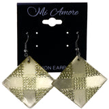 Green & Silver-Tone Colored Acrylic Dangle-Earrings #LQE3925