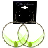 Neon Dangle-Earrings With Faceted Accents Yellow & Silver-Tone Colored #LQE3926
