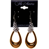 Orange & Silver-Tone Colored Acrylic Dangle-Earrings #LQE3929