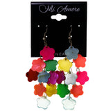 Colorful Flower Chandelier-Earrings Bead Accents Colorful & Silver-Tone