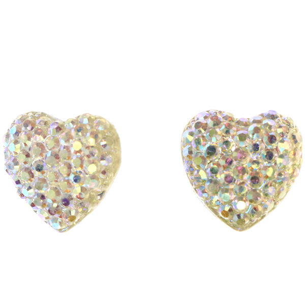 Heart AB Finish Stud-Earrings White Color  #LQE3934