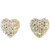 Heart AB Finish Stud-Earrings White Color  #LQE3934