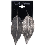 Feather Dangle-Earrings Silver-Tone Color  #LQE3940