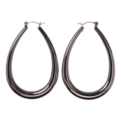 Silver-Tone Acrylic Hoop-Earrings #LQE3942