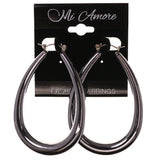 Silver-Tone Acrylic Hoop-Earrings #LQE3942