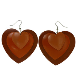 Layered Heart Dangle-Earrings Orange & Silver-Tone Colored #LQE3943