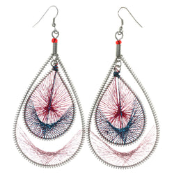 Colorful & Silver-Tone Colored Metal Dangle-Earrings #LQE3944