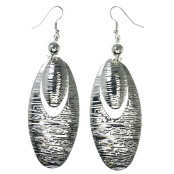 Textured Dangle-Earrings With Bead Accents  Silver-Tone Color #LQE3946