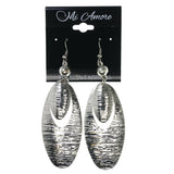 Textured Dangle-Earrings With Bead Accents  Silver-Tone Color #LQE3946