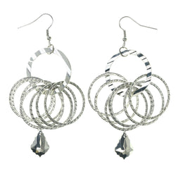 Silver-Tone Metal Dangle-Earrings With Bead Accents #LQE3947