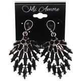 Black & Silver-Tone Metal -Dangle-Earrings Faceted Accents #LQE3950