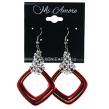 Red & Silver-Tone Colored Acrylic Dangle-Earrings #LQE3953