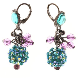 AB Finish Dangle-Earrings With Bead Accents Blue & Purple Colored #LQE3955