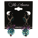 AB Finish Dangle-Earrings With Bead Accents Blue & Purple Colored #LQE3955