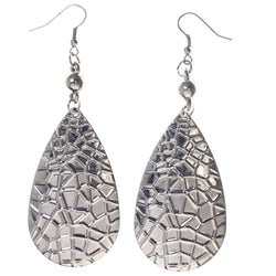 Textured Dangle-Earrings With Bead Accents  Silver-Tone Color #LQE3956