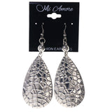 Textured Dangle-Earrings With Bead Accents  Silver-Tone Color #LQE3956