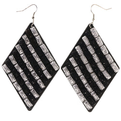 sparkling Dangle-Earrings Black & Silver-Tone Colored #LQE3957