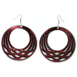 Red & Silver-Tone Colored Metal Dangle-Earrings #LQE3958