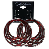 Red & Silver-Tone Colored Metal Dangle-Earrings #LQE3958