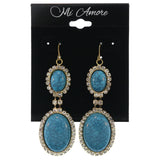 Silver-Tone Metal Dangle-Earrings With Blue Stone Accents