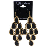 Sparkling Glitter Chandelier-Earrings Black & Gold-Tone Colored #LQE3963