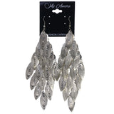 Textured Chandelier-Earrings Silver-Tone Color  #LQE3964