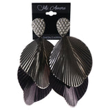 Silver-Tone & Black Colored Metal Drop-Dangle-Earrings #LQE3977