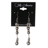 Silver-Tone Metal Dangle-Earrings With Bead Accents #LQE3983