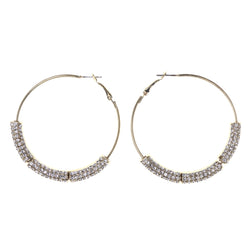 Gold-Tone & Silver-Tone Metal Hoop-Earrings Crystal Accents #LQE3984