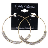 Gold-Tone & Silver-Tone Metal Hoop-Earrings Crystal Accents #LQE3984