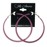 Pink & Silver-Tone Colored Metal Hoop-Earrings #LQE3987