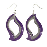 Sparkling Glitter Dangle-Earrings Purple & Silver-Tone Colored #LQE3989