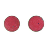 Pink & Silver-Tone Colored Metal Stud-Earrings #LQE3993