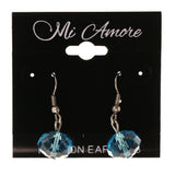 Blue & Silver-Tone Colored Acrylic Dangle-Earrings With Bead Accents #LQE3995