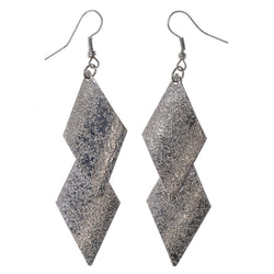 Textured Dangle-Earrings Silver-Tone Color  #LQE3996