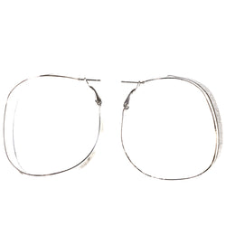 Sparkling Glitter Hoop-Earrings Silver-Tone Color  #LQE3997