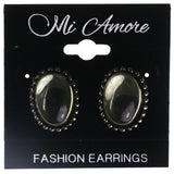 Simple Stud-Earrings With Bead Accents Black & Silver-Tone Colored #LQE4002
