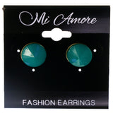Simple Stud-Earrings With Bead Accents Green & Gold-Tone Colored #LQE4010