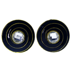 Faceted Stud-Earrings With Crystal Accents Black & Silver-Tone Colored #LQE4011