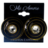 Faceted Stud-Earrings With Crystal Accents Black & Silver-Tone Colored #LQE4011
