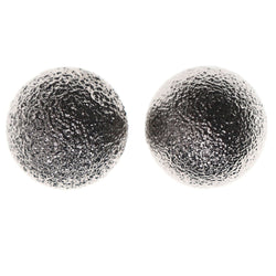 Textured Stud-Earrings With Bead Accents  Silver-Tone Color #LQE4012