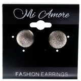 Textured Stud-Earrings With Bead Accents  Silver-Tone Color #LQE4012
