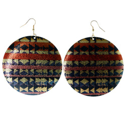Arrow Print Dangle-Earrings Colorful & Gold-Tone Colored #LQE4023