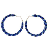Sparkling Glitter Hoop-Earrings Blue & Black Colored #LQE4026