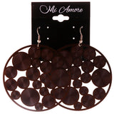 Retro Circles Dangle-Earrings Brown Color  #LQE4027