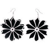 Flower Dangle-Earrings Black & White Colored #LQE4036