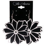 Flower Dangle-Earrings Black & White Colored #LQE4036