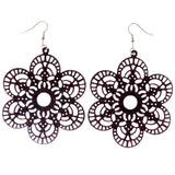 Sparkling Glitter Flower Dangle-Earrings Brown Color  #LQE4037